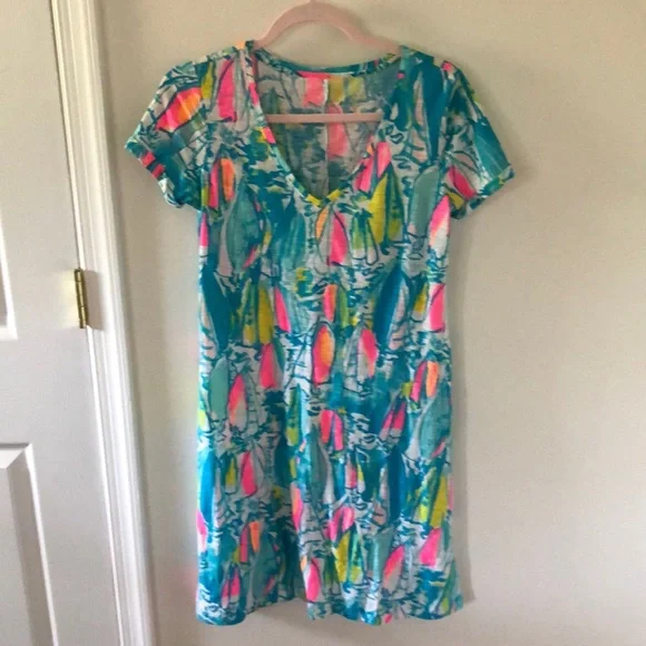 lilly pulitzer jessica short sleeve dress Lilly Pulitzer size XL Jessica Short Sleeve Dress Light Lilac Verbena Aboat Time
